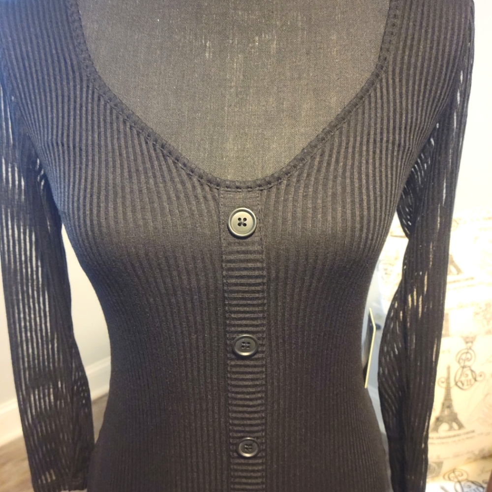 NWT Ribbed Button Front L/S Midi Dress Size Small
